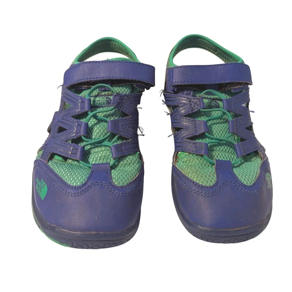 The North Face Kids Youth Size 4 Hedgehog Sandal II Water Shoes Blue Green
